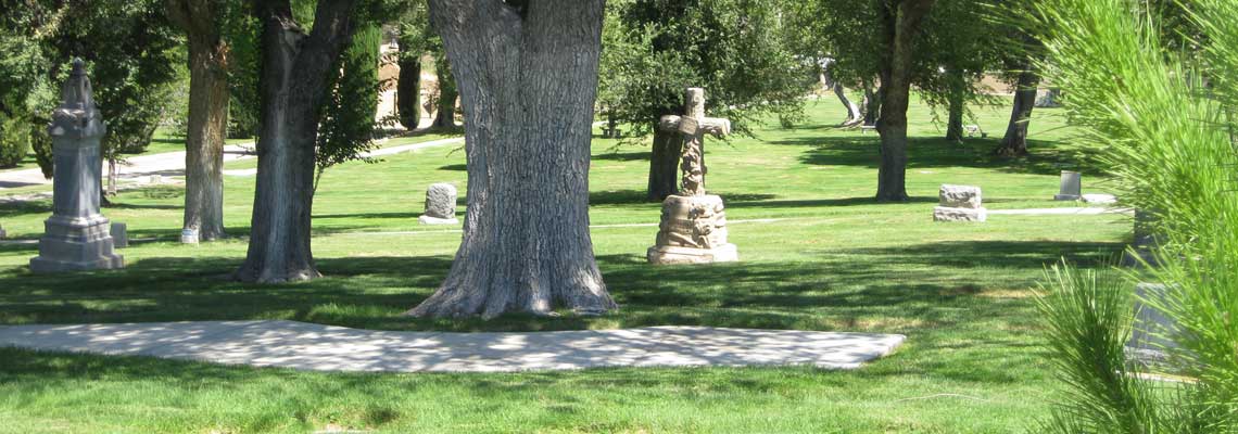 Picture of Grave Markers and Trees at Stewart Sunny Slope Cemetery.
